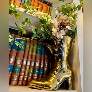 VTG Brass Victorian Boot Vase/Planter- Artbrass Brass, Brooklyn NY